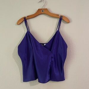 Frederick's of Hollywood Violet Satin Cami with Side Button Detail